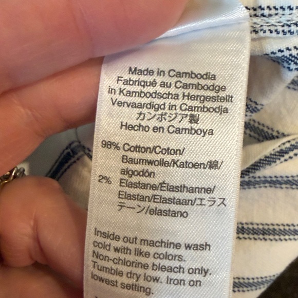 J. Crew Slim Wide-Leg Navy/Ivory Striped Jeans Size 28 - Picture 15 of 16